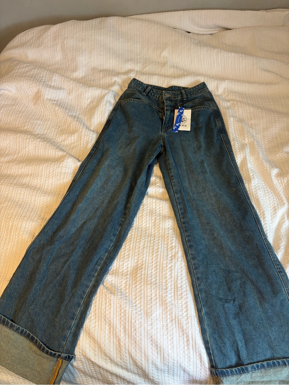 Cider High-Rise Wide-Leg Jeans in Dark Blue Denim